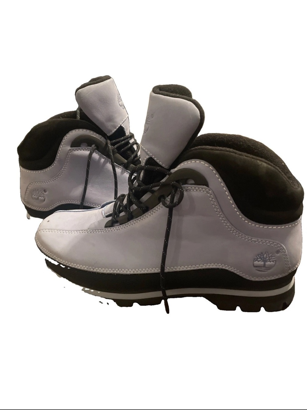 Timberland Act leather boots light blue and black great tread mens 9.5